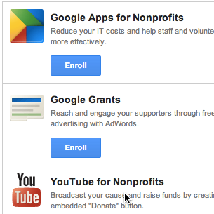Choisir ses produits Google Ad Grants